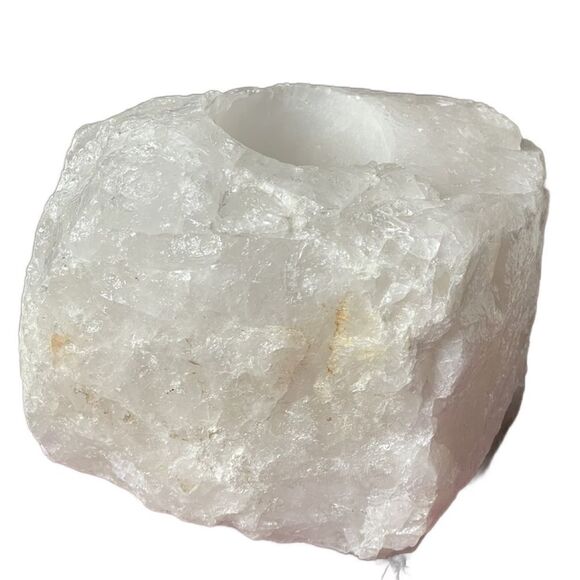 Brazilian Natural Selenite White Crystal Stone Candle Holder (Over 3 Pounds!) - Picture 7 of 16